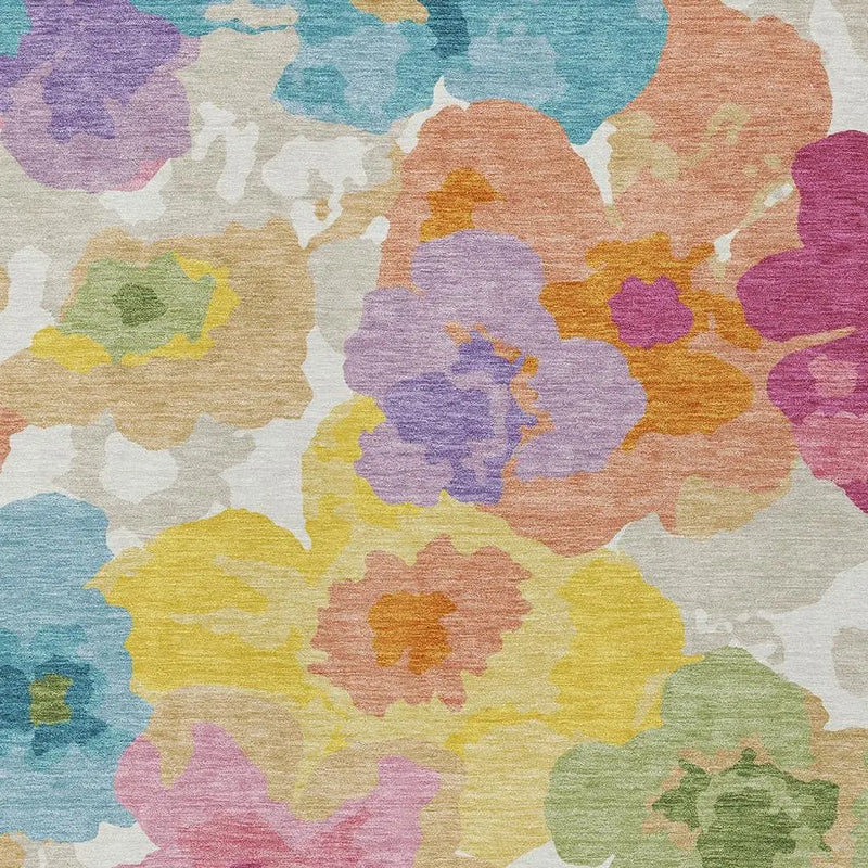3' X 5' Ivory And Gray Floral Washable Indoor Outdoor Area Rug Homeroots Outdoor