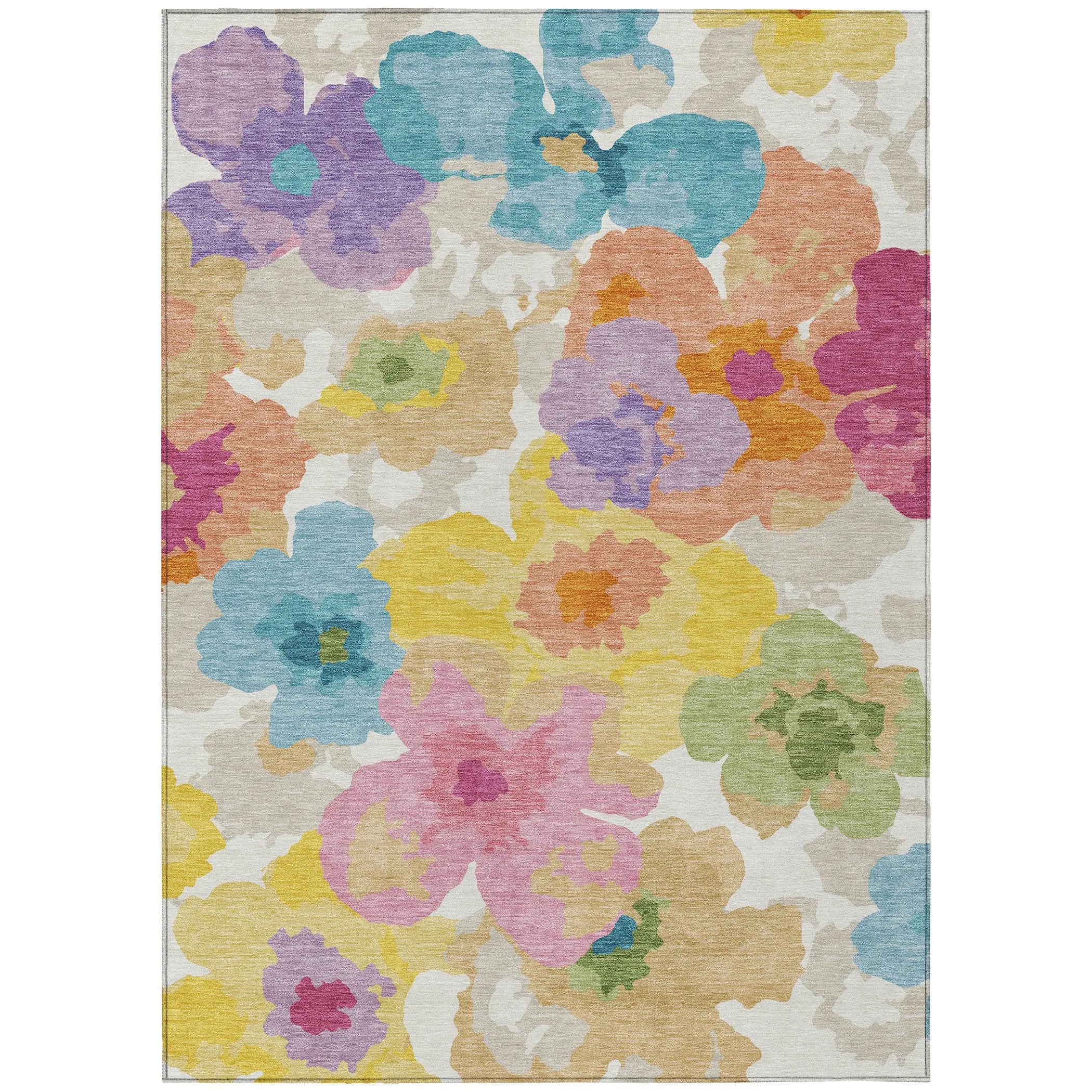 3' X 5' Ivory And Gray Floral Washable Indoor Outdoor Area Rug Homeroots Outdoor