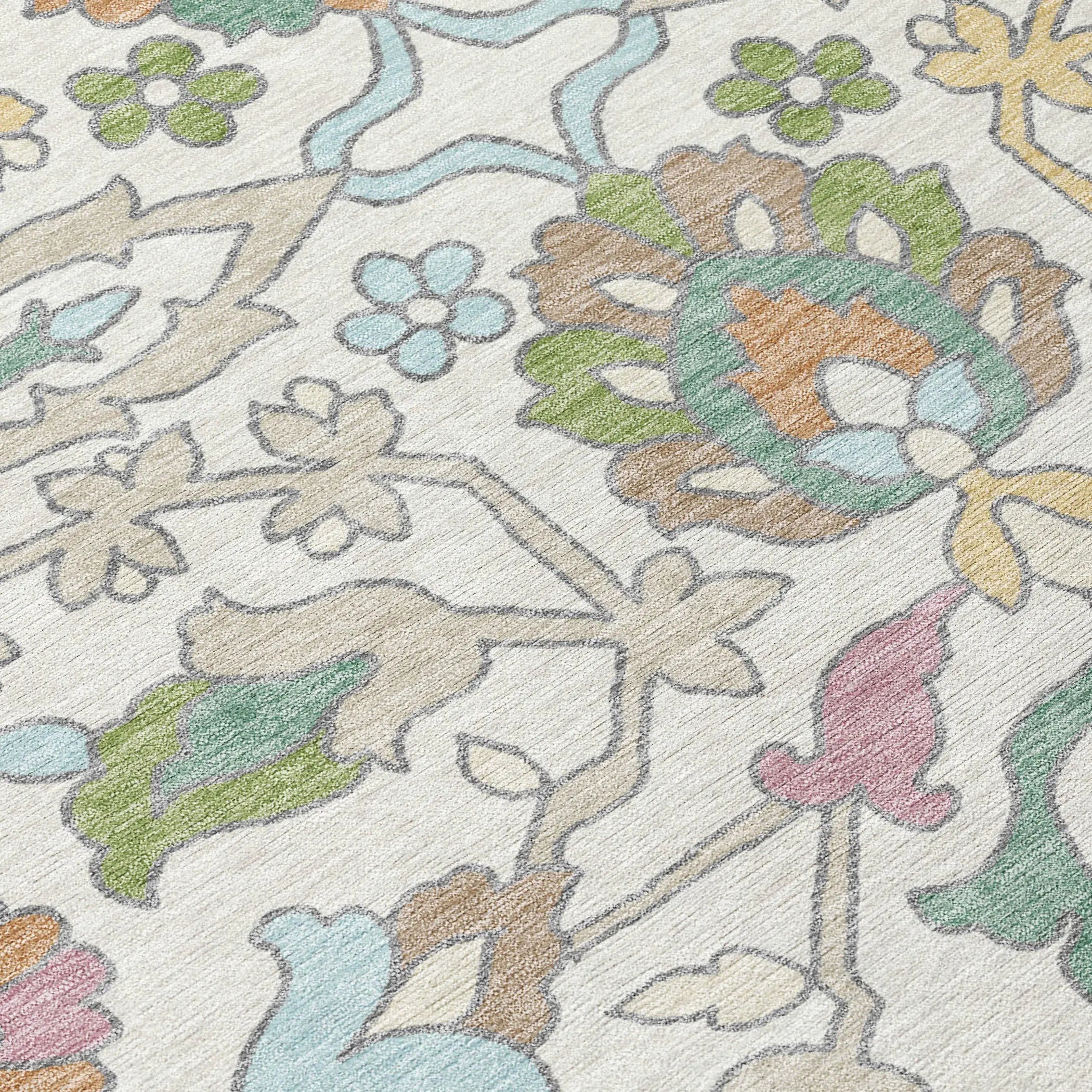 3' X 5' Ivory And Gray Floral Washable Indoor Outdoor Area Rug Homeroots Outdoor