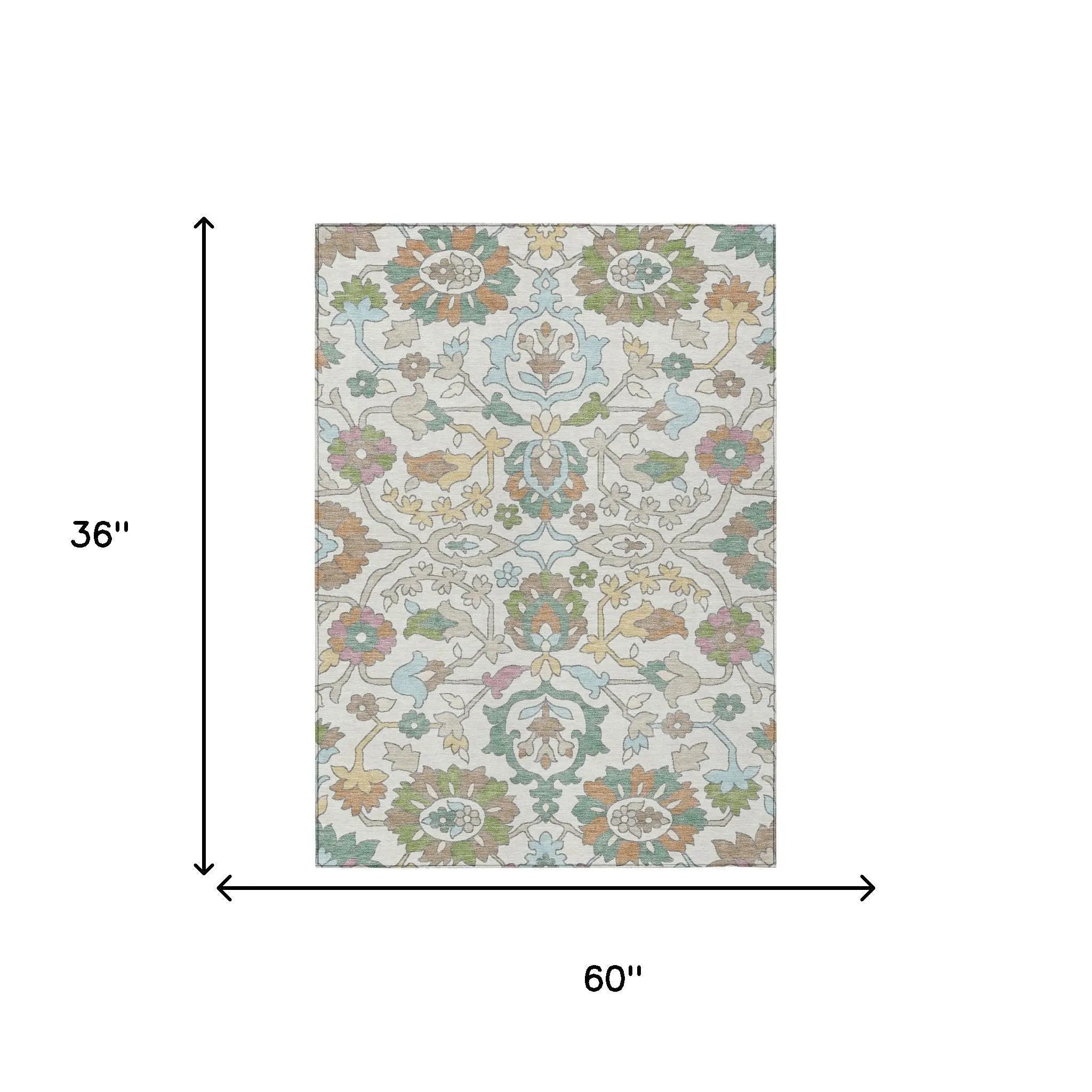 3' X 5' Ivory And Gray Floral Washable Indoor Outdoor Area Rug Homeroots Outdoor