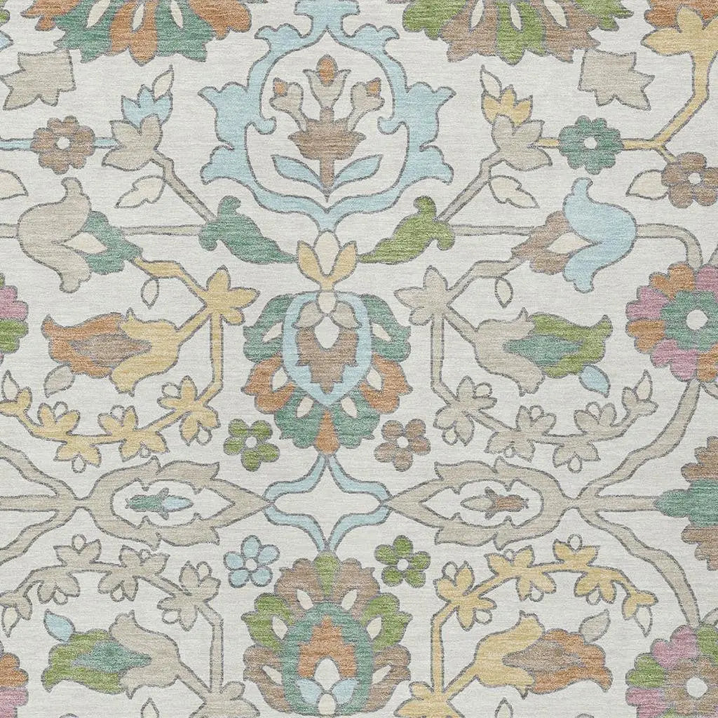 3' X 5' Ivory And Gray Floral Washable Indoor Outdoor Area Rug Homeroots Outdoor
