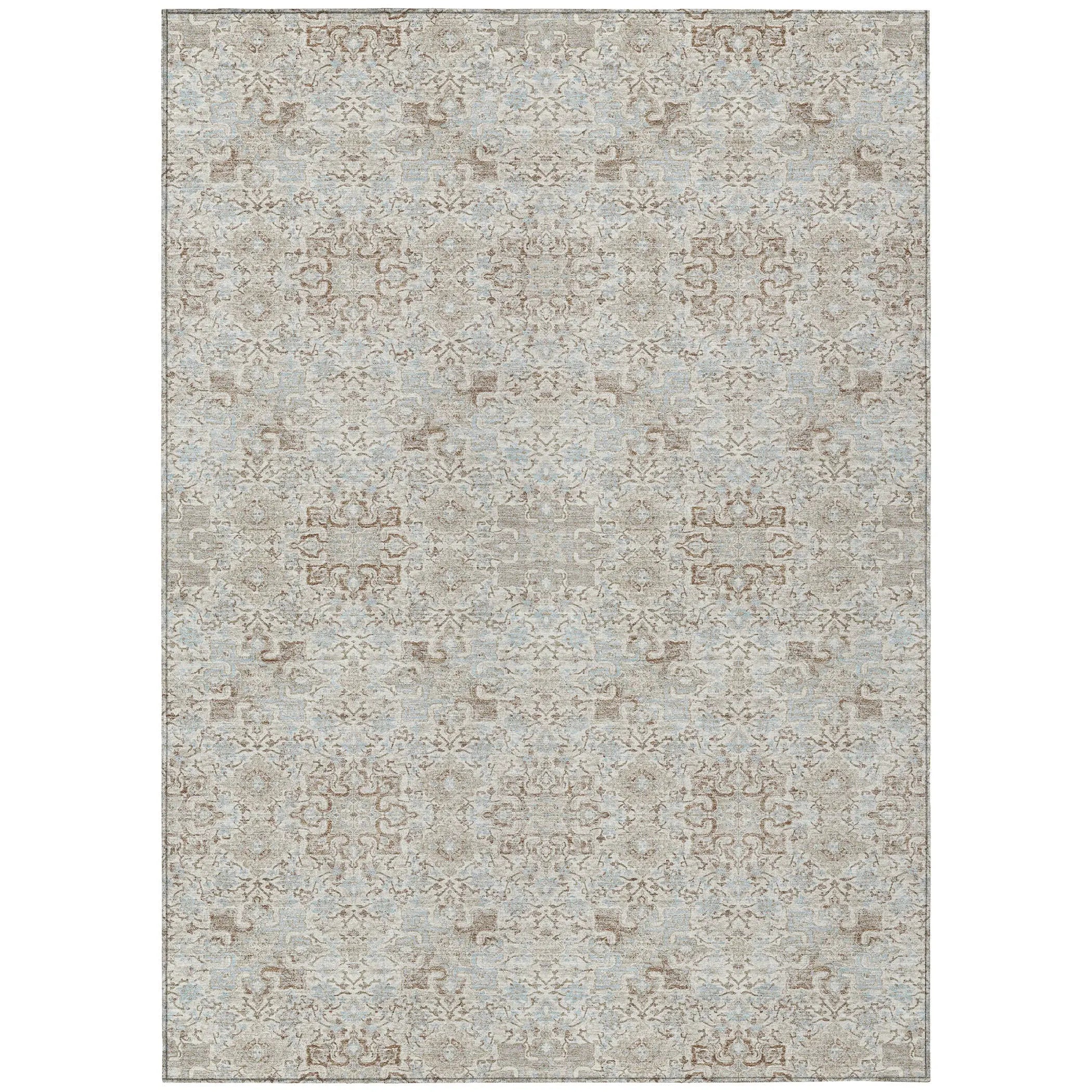 3' X 5' Ivory And Gray Oriental Washable Indoor Outdoor Area Rug Homeroots Outdoor