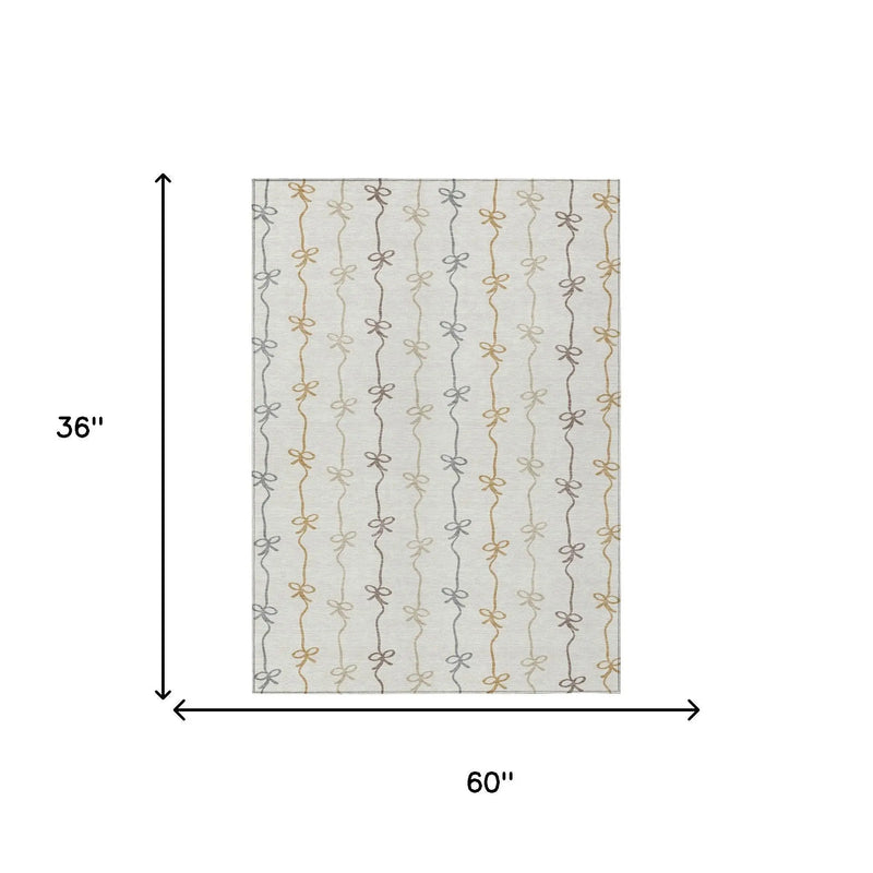 3' X 5' Ivory And Gray Southwestern Washable Indoor Outdoor Area Rug Homeroots Outdoor