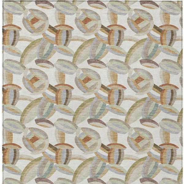 3' X 5' Ivory And Green Abstract Washable Indoor Outdoor Area Rug Homeroots Outdoor
