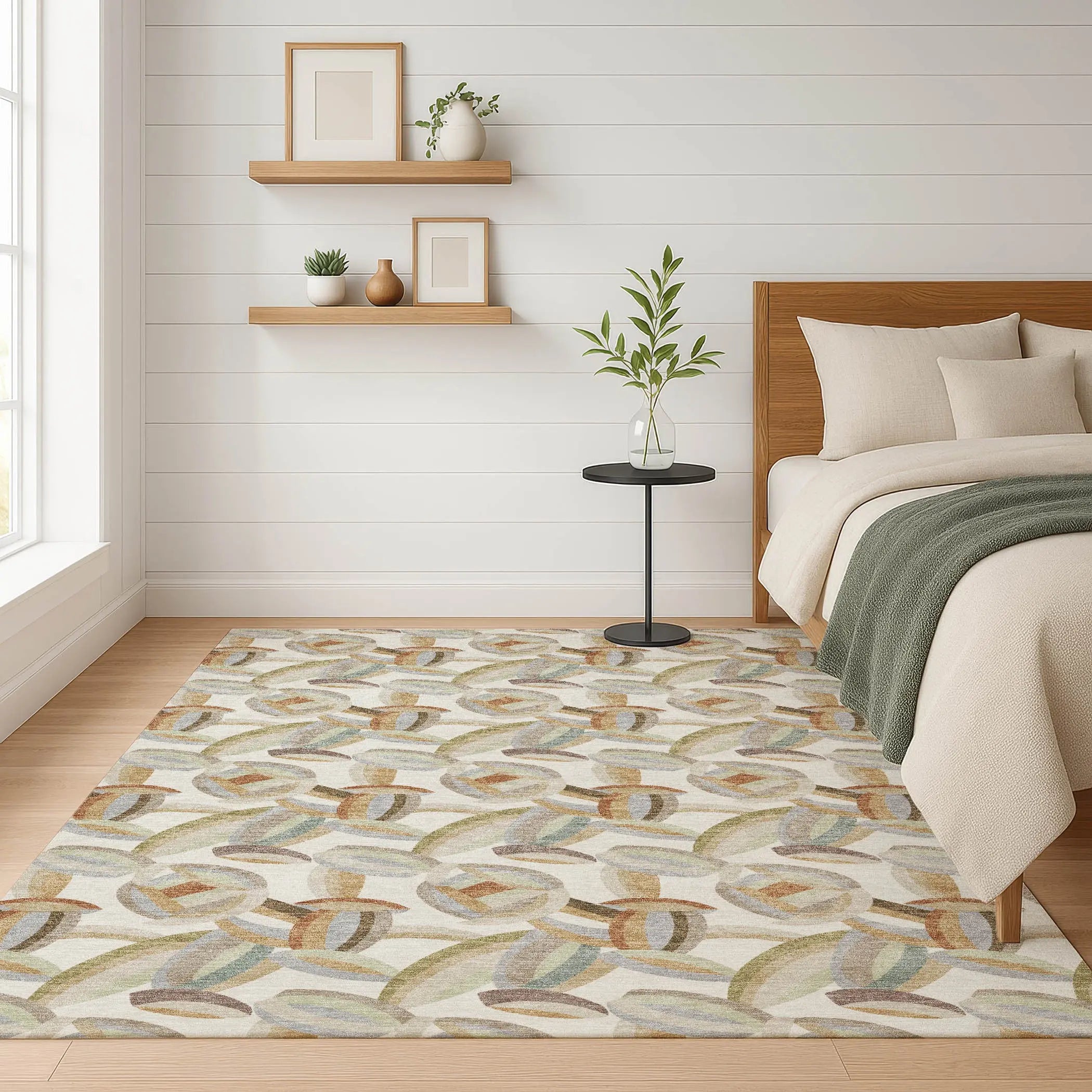 3' X 5' Ivory And Green Abstract Washable Indoor Outdoor Area Rug Homeroots Outdoor