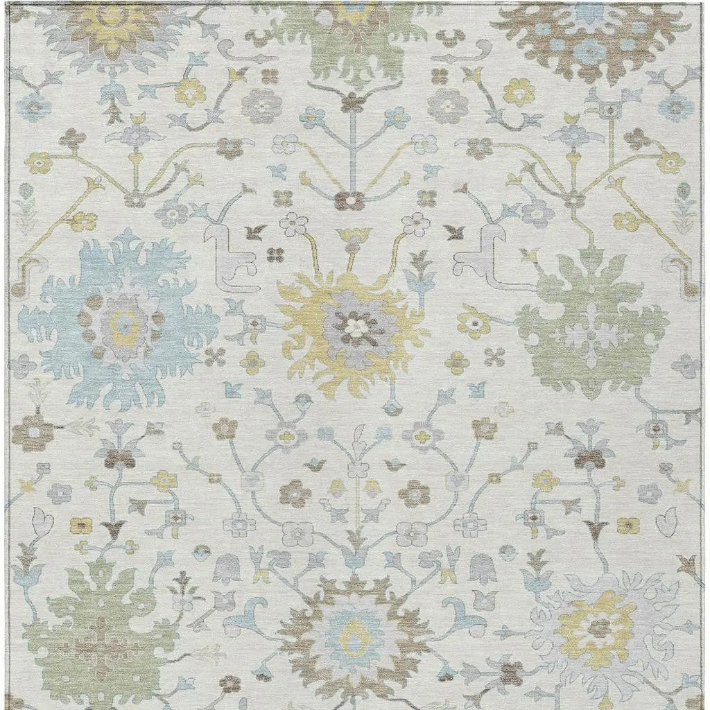 3' X 5' Ivory And Green Faux Bois Washable Indoor Outdoor Area Rug Homeroots Outdoor