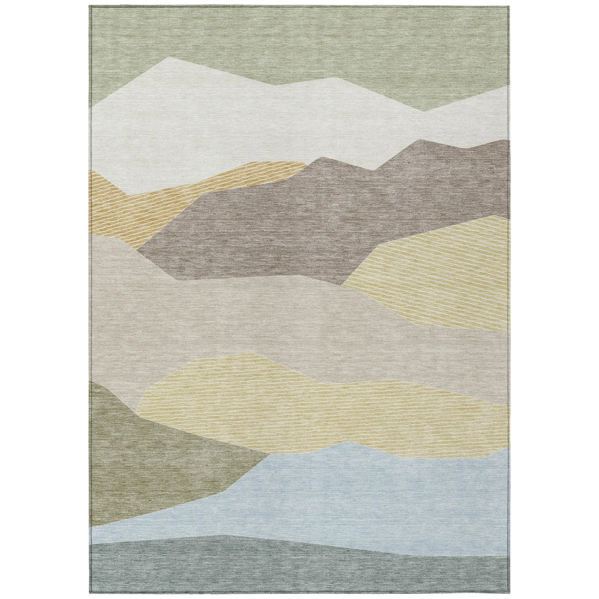 3' X 5' Ivory And Green Geometric Washable Indoor Outdoor Area Rug Homeroots Outdoor