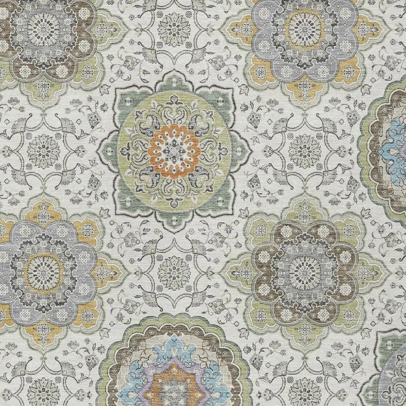 3' X 5' Ivory And Khaki Floral Medallion Washable Indoor Outdoor Area Rug Homeroots Outdoor