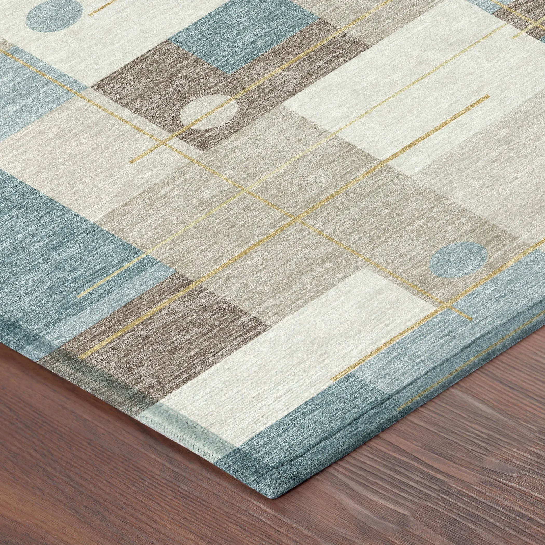 3' X 5' Ivory And Khaki Geometric Washable Indoor Outdoor Area Rug Homeroots Outdoor