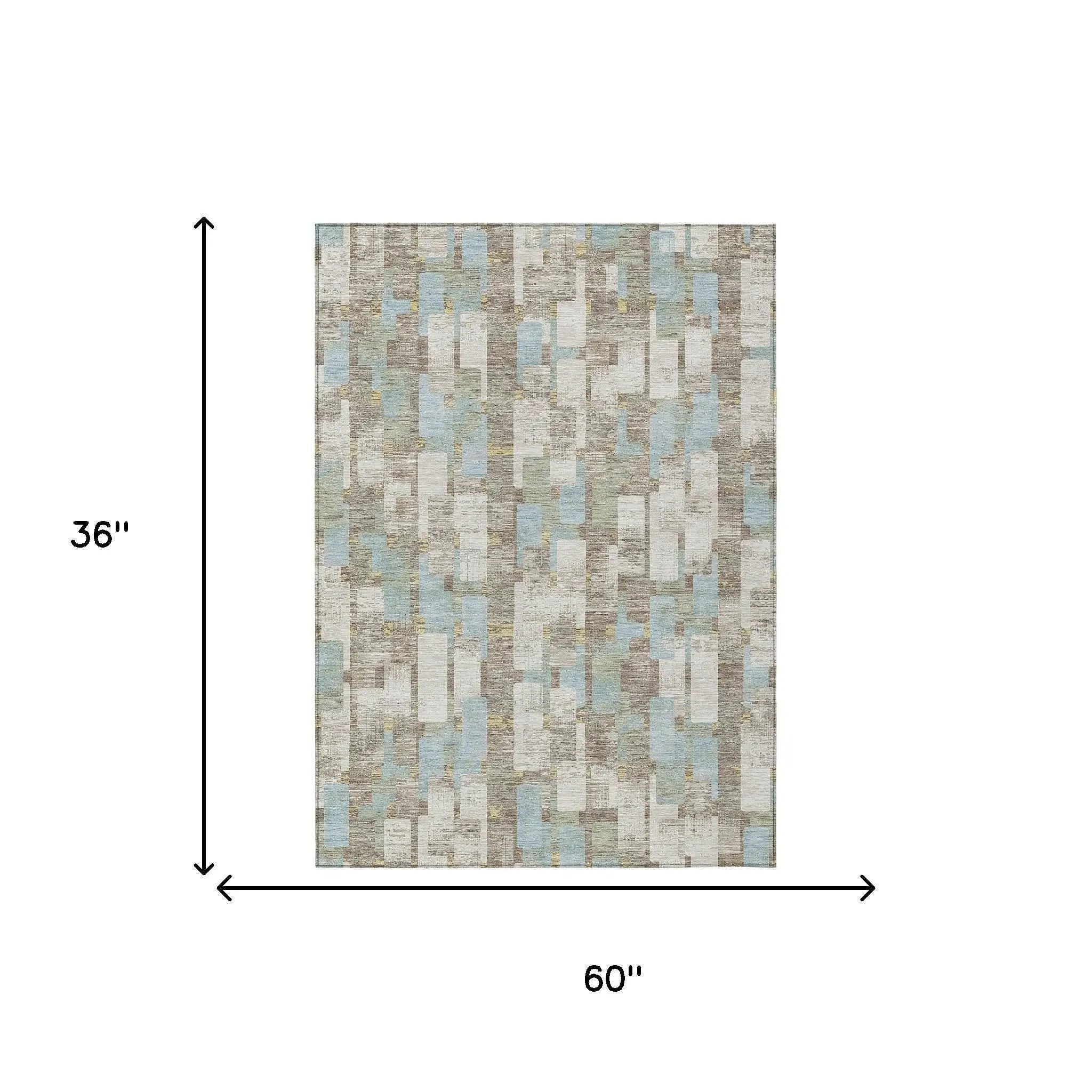 3' X 5' Ivory And Khaki Geometric Washable Indoor Outdoor Area Rug Homeroots Outdoor