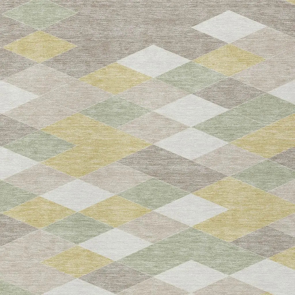 3' X 5' Ivory And Khaki Geometric Washable Indoor Outdoor Area Rug Homeroots Outdoor