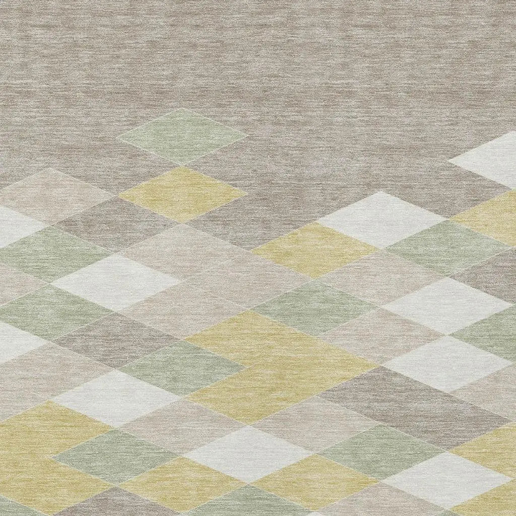 3' X 5' Ivory And Khaki Geometric Washable Indoor Outdoor Area Rug Homeroots Outdoor