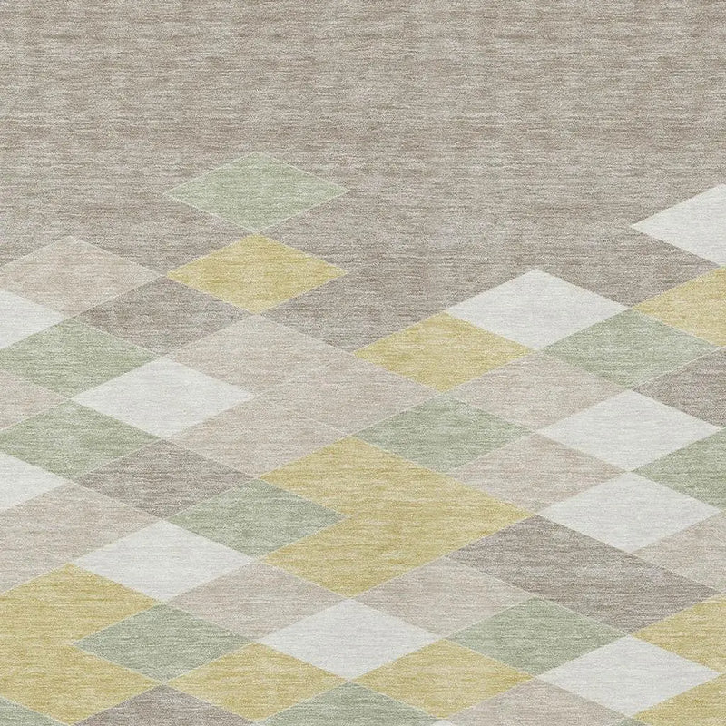 3' X 5' Ivory And Khaki Geometric Washable Indoor Outdoor Area Rug Homeroots Outdoor