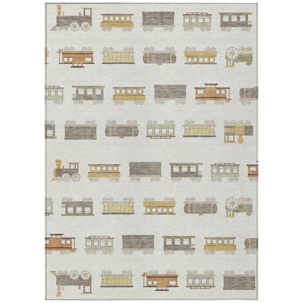 3' X 5' Ivory And Linen Abstract Washable Indoor Outdoor Area Rug Homeroots Outdoor