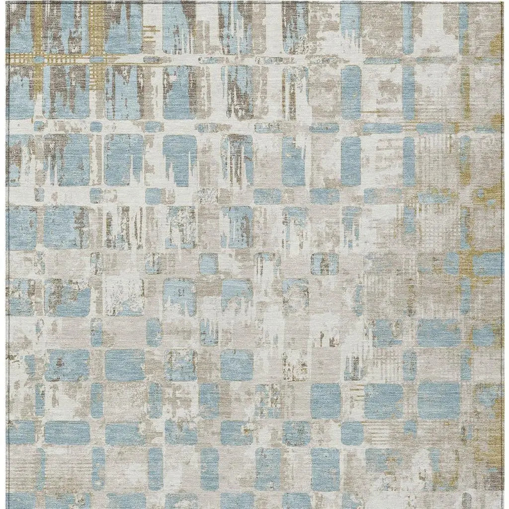 3' X 5' Ivory And Linen Abstract Washable Indoor Outdoor Area Rug Homeroots Outdoor
