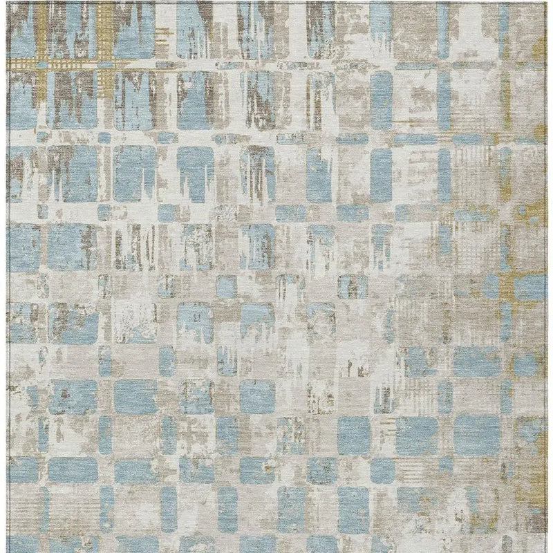3' X 5' Ivory And Linen Abstract Washable Indoor Outdoor Area Rug Homeroots Outdoor