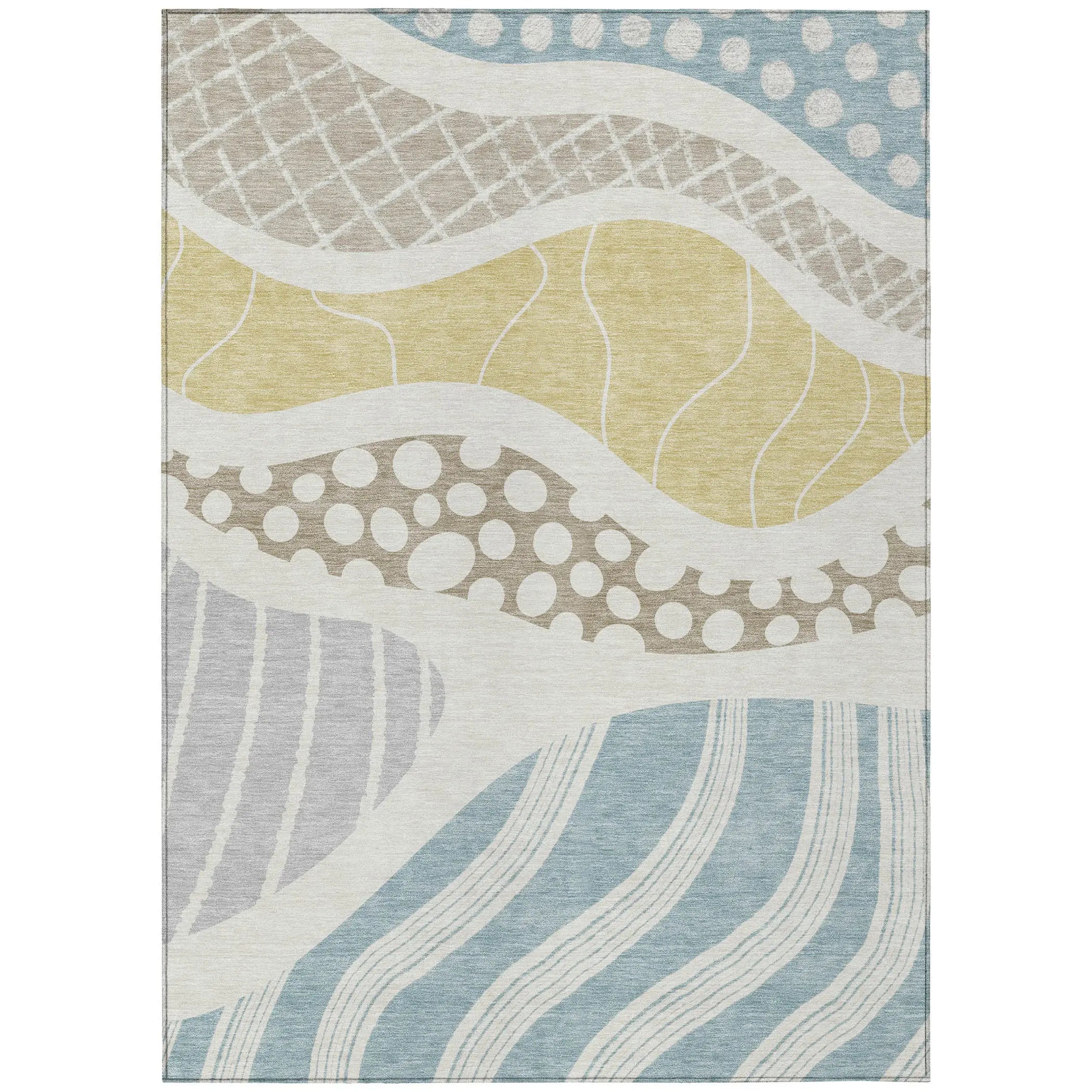 3' X 5' Ivory And Linen Abstract Washable Indoor Outdoor Area Rug Homeroots Outdoor