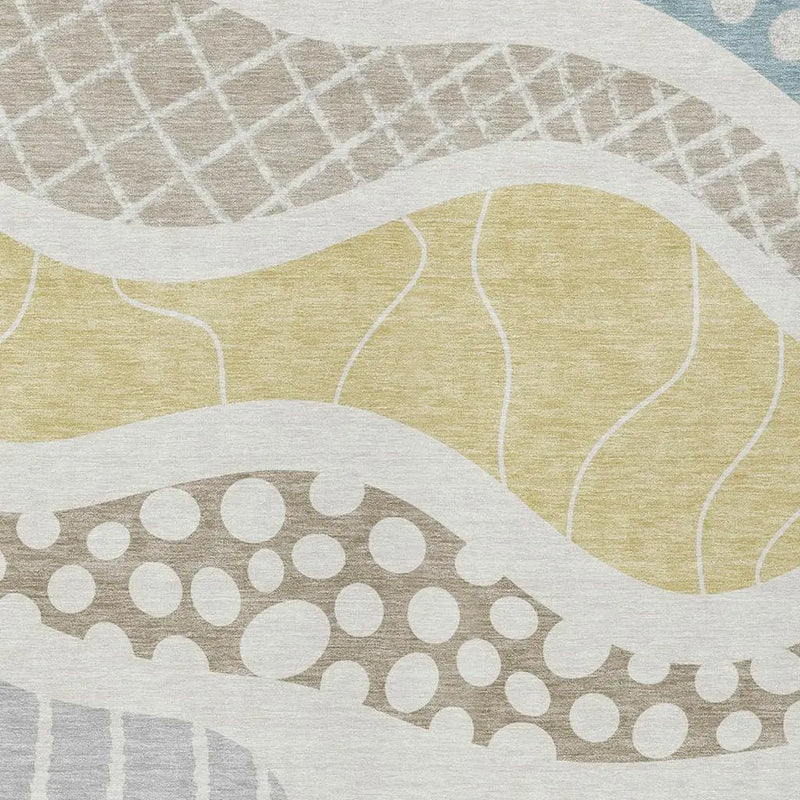 3' X 5' Ivory And Linen Abstract Washable Indoor Outdoor Area Rug Homeroots Outdoor