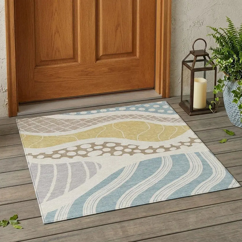 3' X 5' Ivory And Linen Abstract Washable Indoor Outdoor Area Rug Homeroots Outdoor