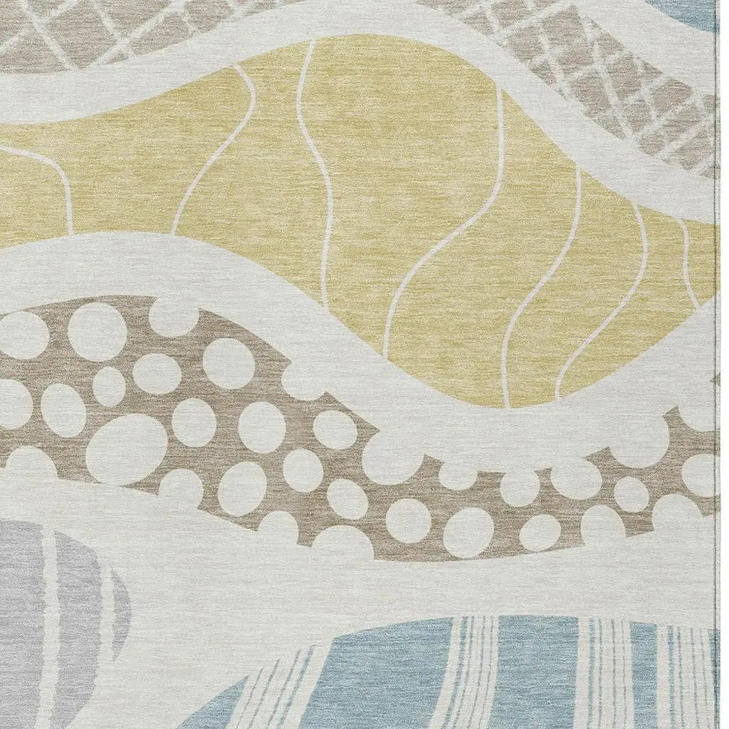 3' X 5' Ivory And Linen Abstract Washable Indoor Outdoor Area Rug Homeroots Outdoor