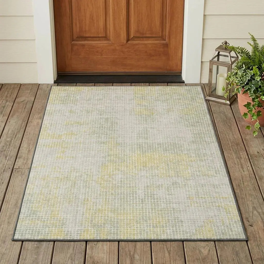 3' X 5' Ivory And Linen Abstract Washable Indoor Outdoor Area Rug Homeroots Outdoor