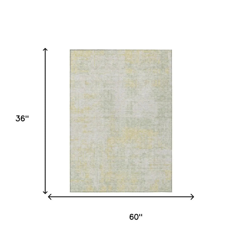 3' X 5' Ivory And Linen Abstract Washable Indoor Outdoor Area Rug Homeroots Outdoor