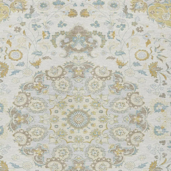 3' X 5' Ivory And Linen Damask Washable Indoor Outdoor Area Rug Homeroots Outdoor