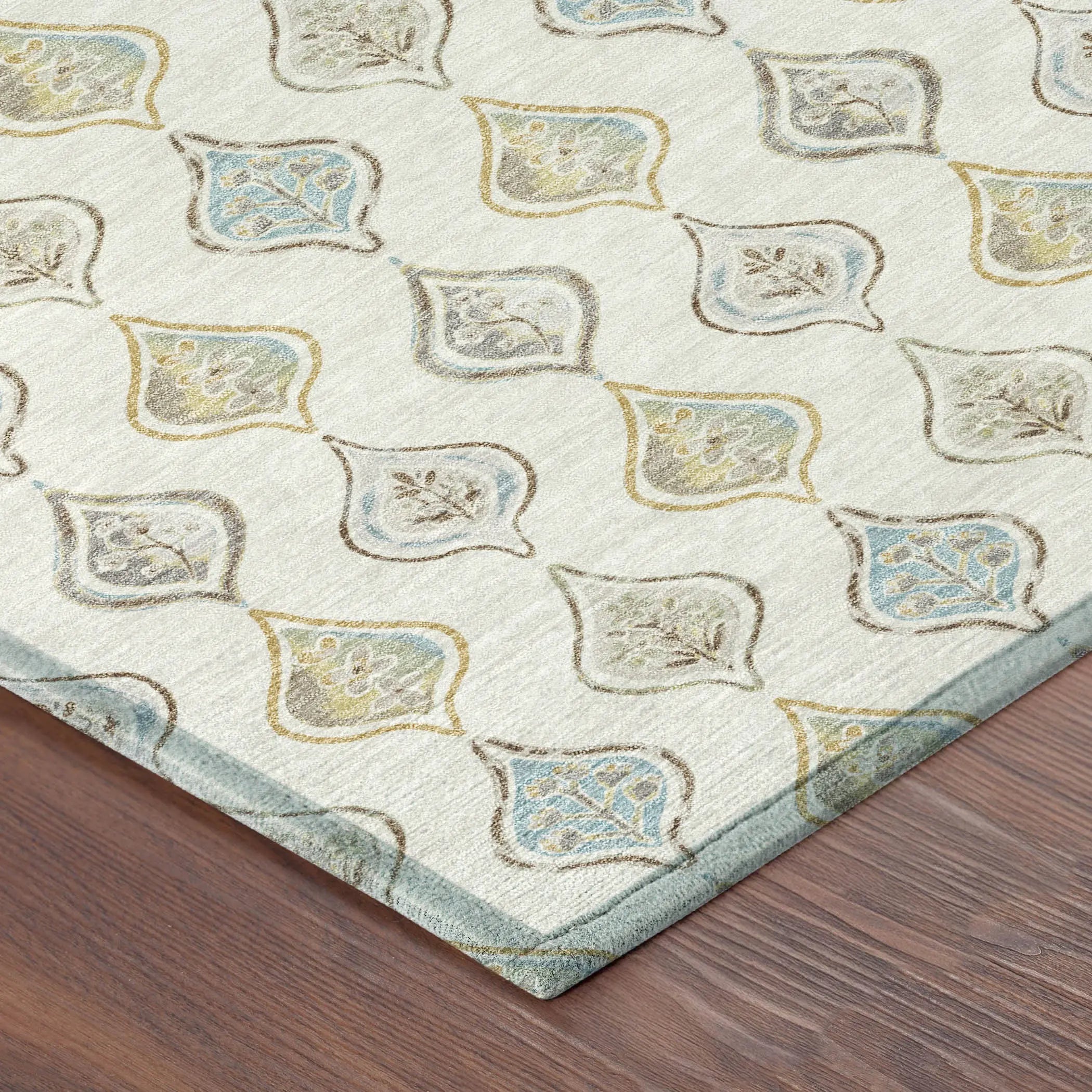 3' X 5' Ivory And Linen Floral Washable Indoor Outdoor Area Rug Homeroots Outdoor