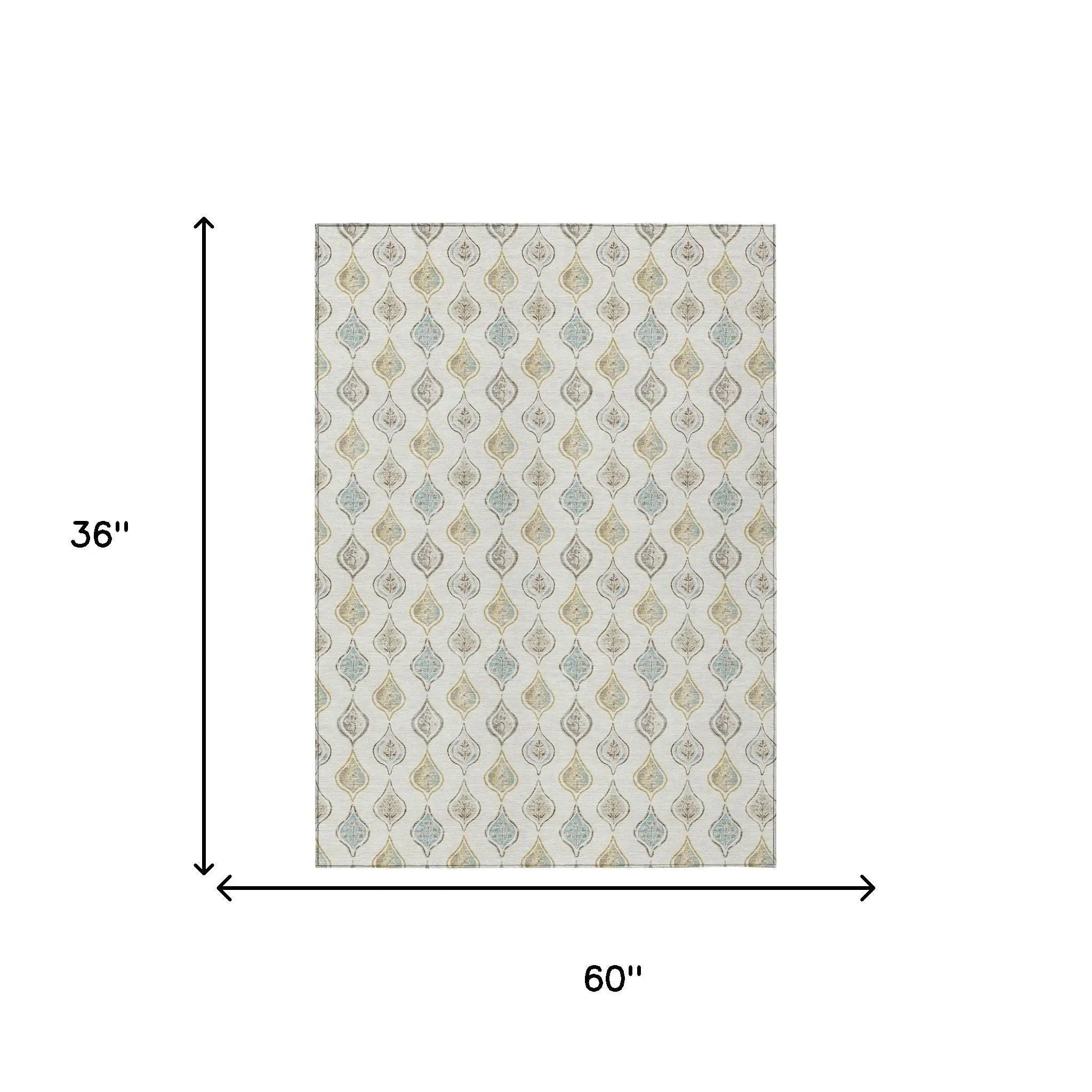 3' X 5' Ivory And Linen Floral Washable Indoor Outdoor Area Rug Homeroots Outdoor