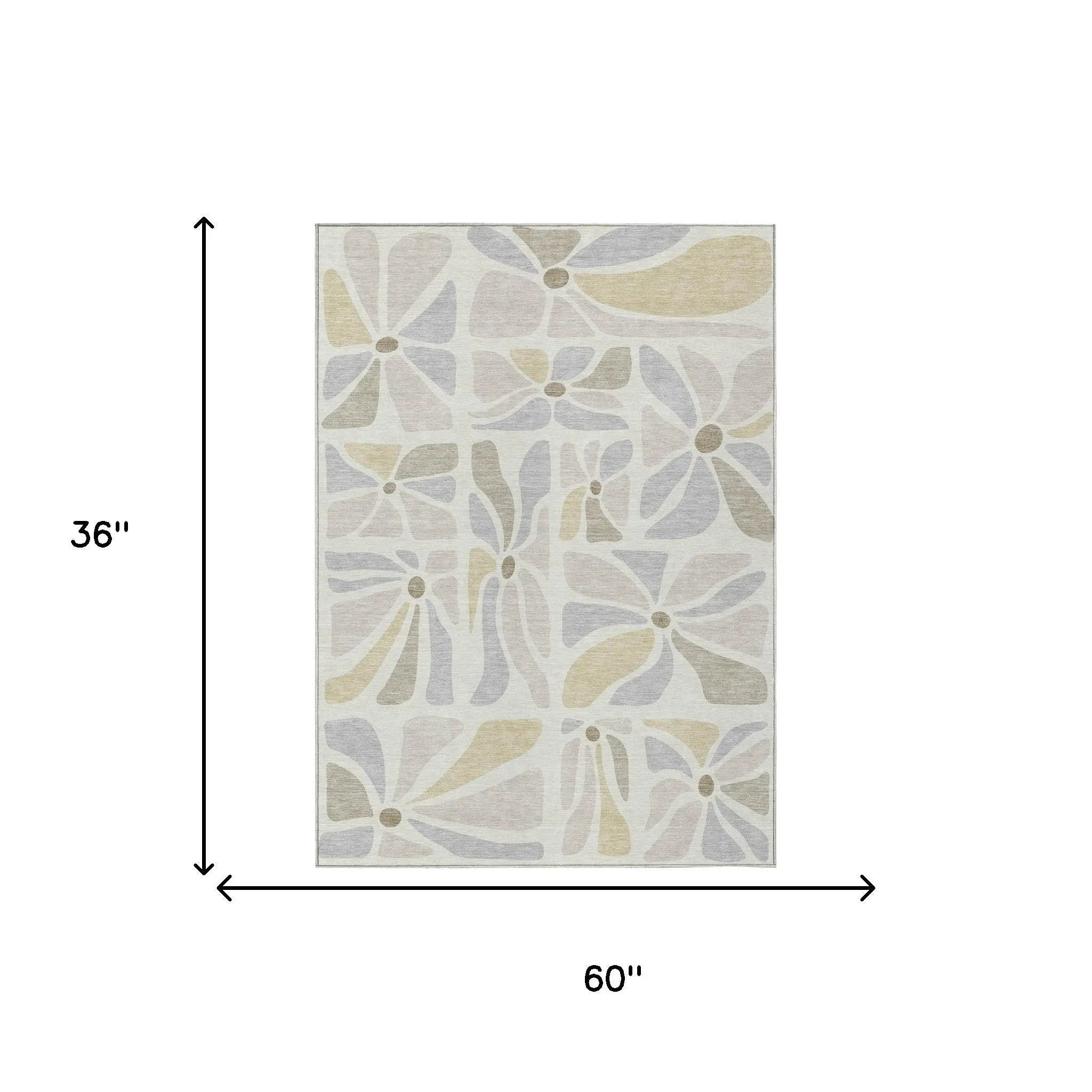 3' X 5' Ivory And Linen Floral Washable Indoor Outdoor Area Rug Homeroots Outdoor