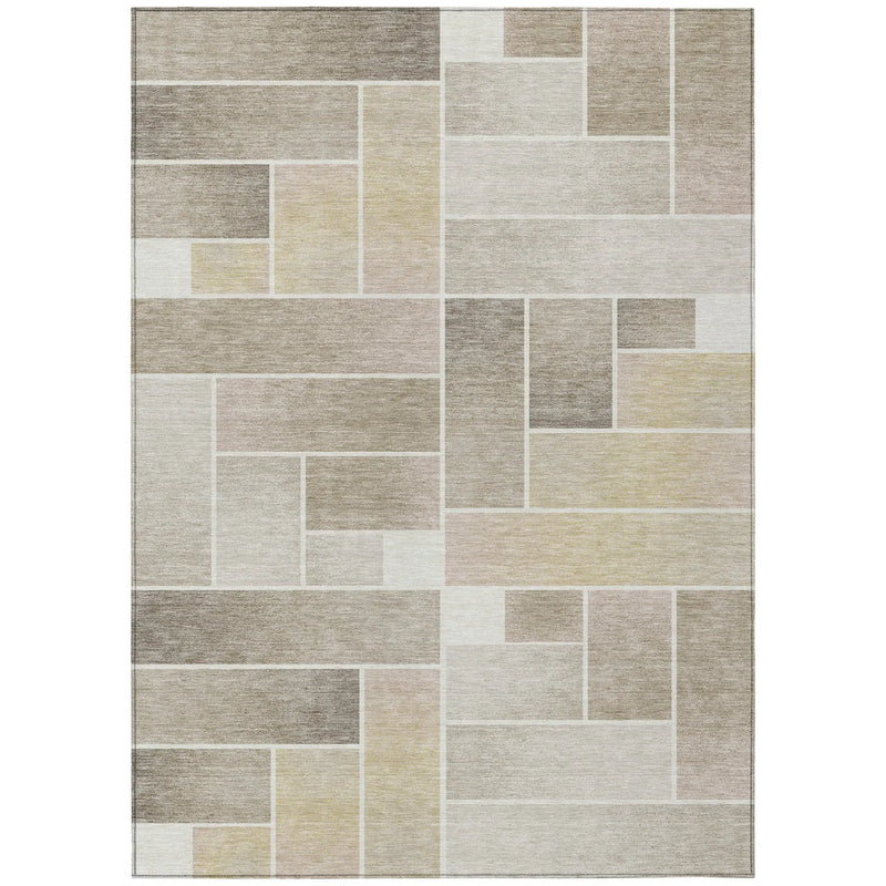 3' X 5' Ivory And Linen Geometric Washable Indoor Outdoor Area Rug Homeroots Outdoor