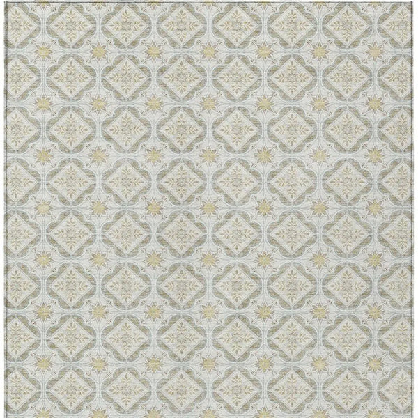 3' X 5' Ivory And Linen Geometric Washable Indoor Outdoor Area Rug Homeroots Outdoor