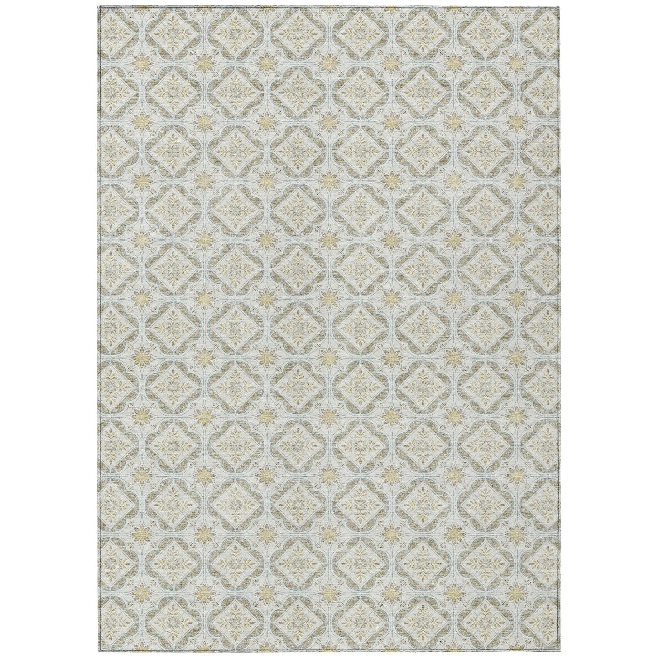 3' X 5' Ivory And Linen Geometric Washable Indoor Outdoor Area Rug Homeroots Outdoor