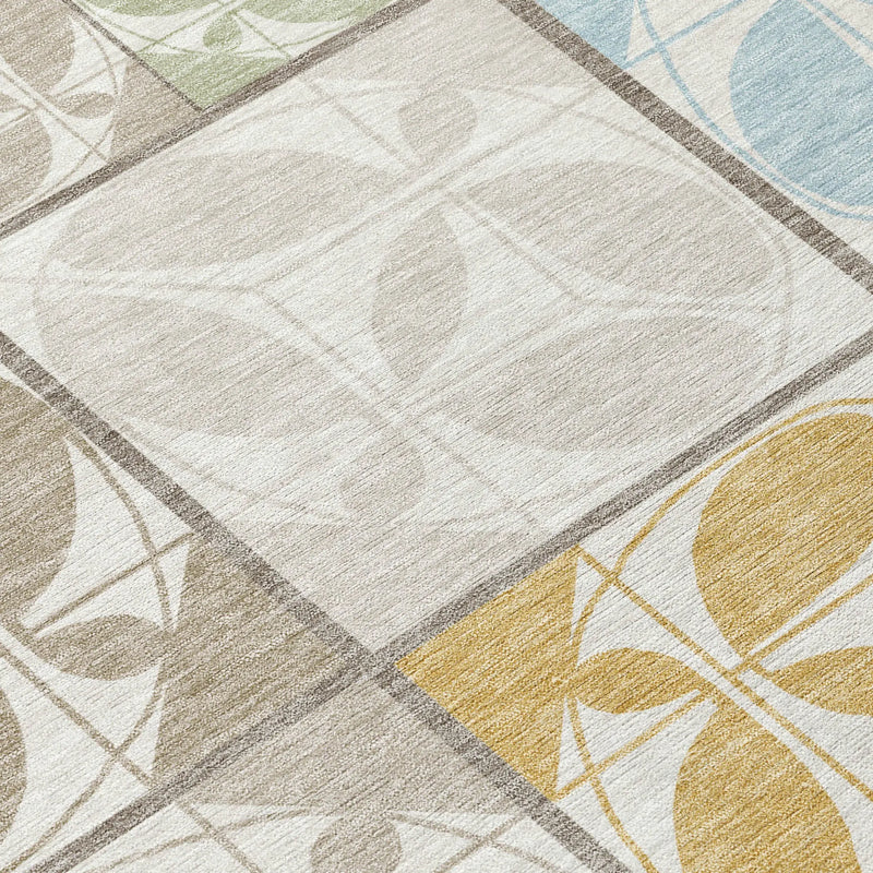 3' X 5' Ivory And Linen Geometric Washable Indoor Outdoor Area Rug Homeroots Outdoor