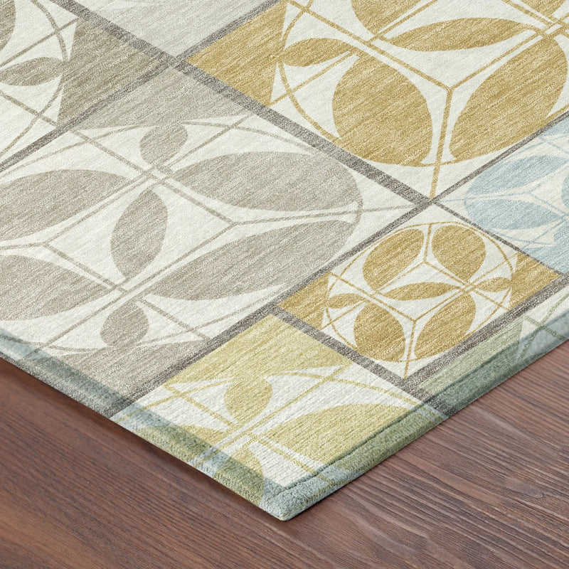 3' X 5' Ivory And Linen Geometric Washable Indoor Outdoor Area Rug Homeroots Outdoor