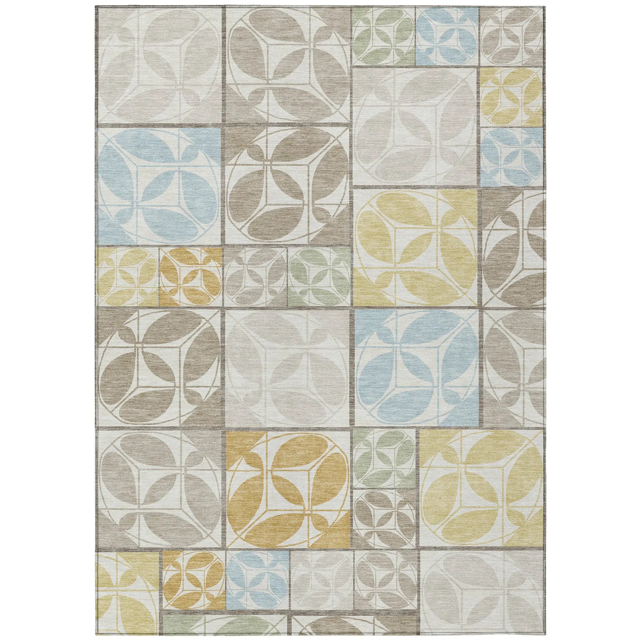 3' X 5' Ivory And Linen Geometric Washable Indoor Outdoor Area Rug Homeroots Outdoor