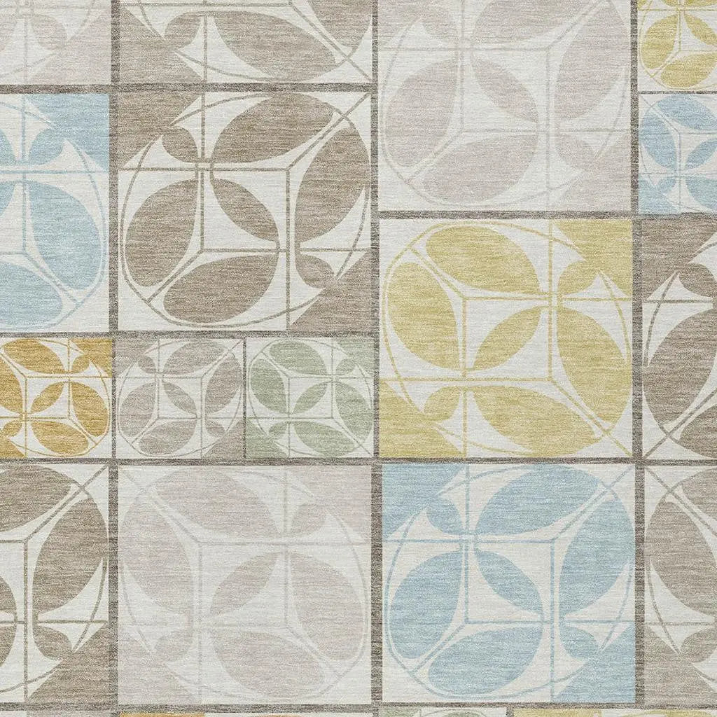 3' X 5' Ivory And Linen Geometric Washable Indoor Outdoor Area Rug Homeroots Outdoor