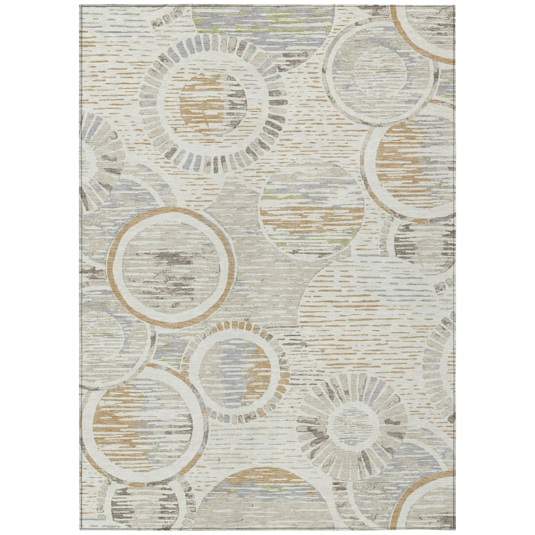 3' X 5' Ivory And Linen Geometric Washable Indoor Outdoor Area Rug Homeroots Outdoor