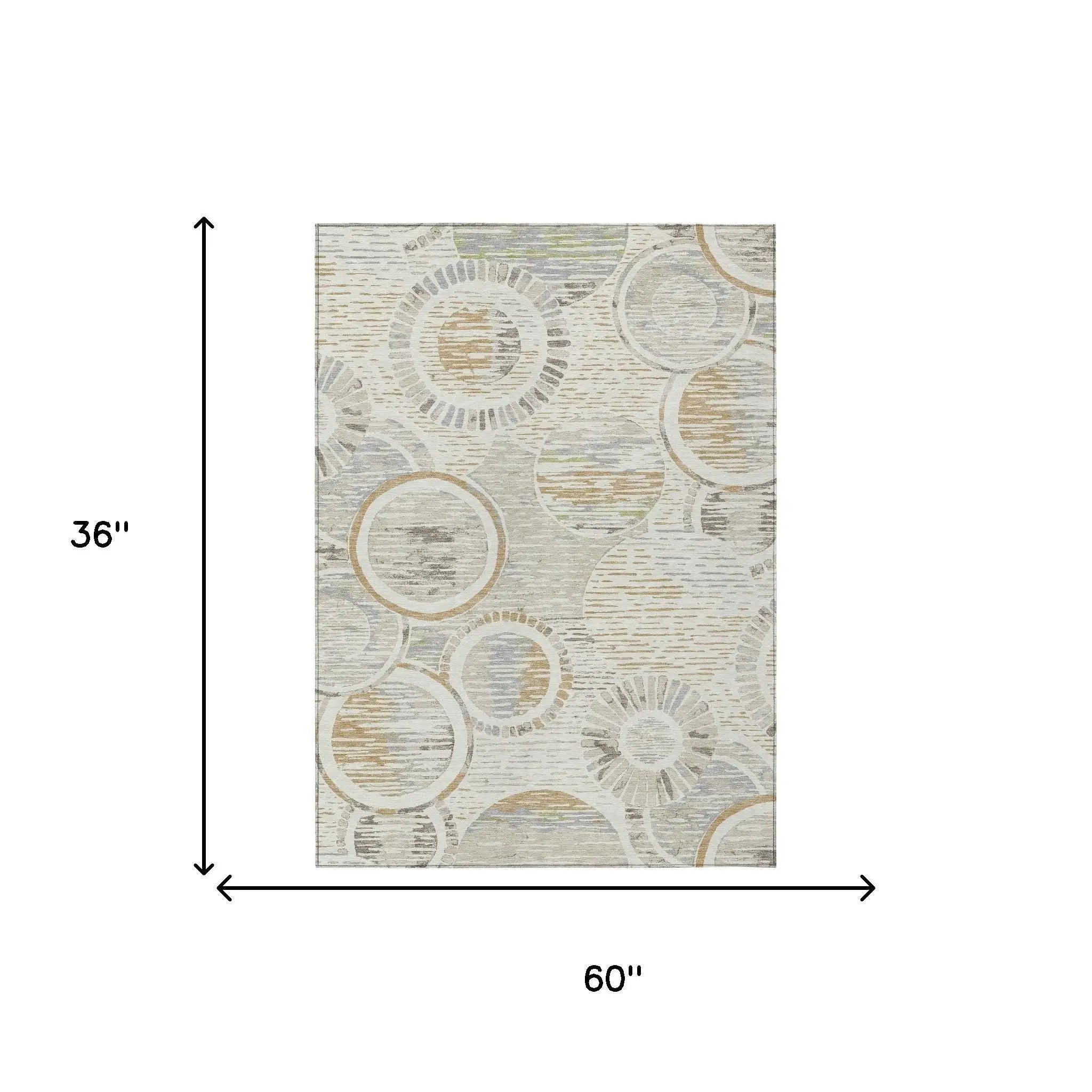 3' X 5' Ivory And Linen Geometric Washable Indoor Outdoor Area Rug Homeroots Outdoor