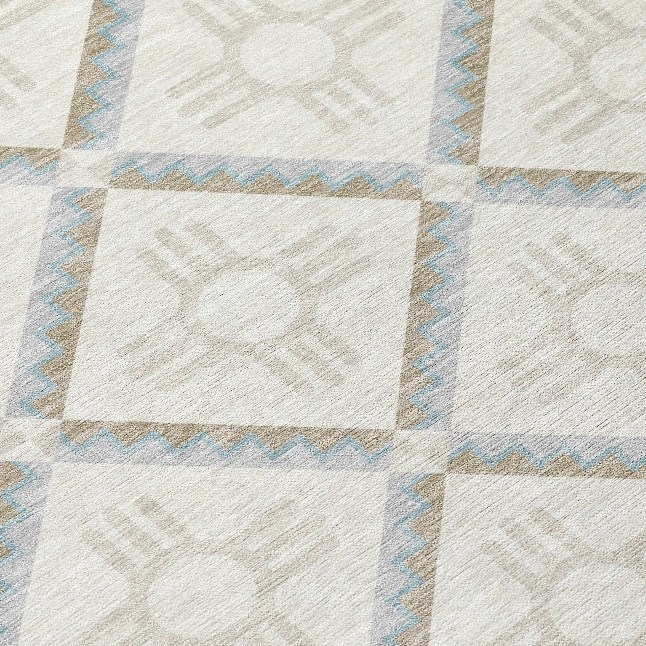 3' X 5' Ivory And Linen Geometric Washable Indoor Outdoor Area Rug Homeroots Outdoor