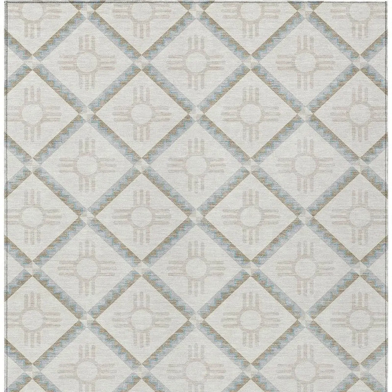 3' X 5' Ivory And Linen Geometric Washable Indoor Outdoor Area Rug Homeroots Outdoor