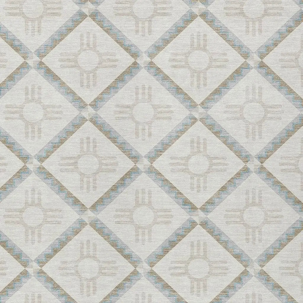 3' X 5' Ivory And Linen Geometric Washable Indoor Outdoor Area Rug Homeroots Outdoor