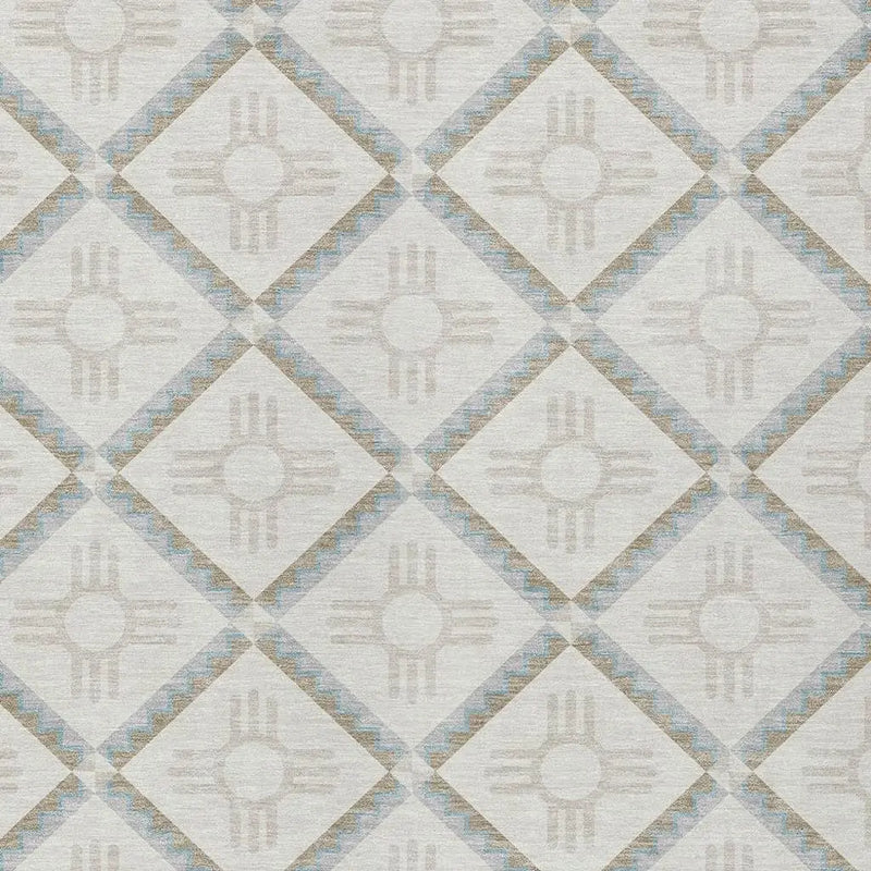 3' X 5' Ivory And Linen Geometric Washable Indoor Outdoor Area Rug Homeroots Outdoor