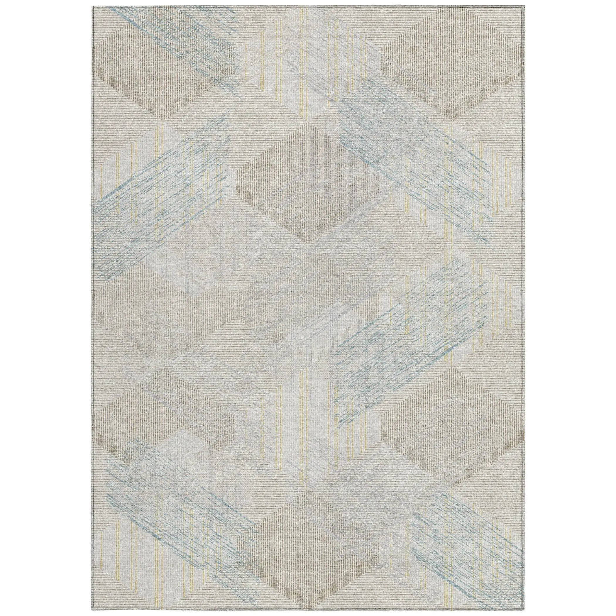 3' X 5' Ivory And Linen Geometric Washable Indoor Outdoor Area Rug Homeroots Outdoor