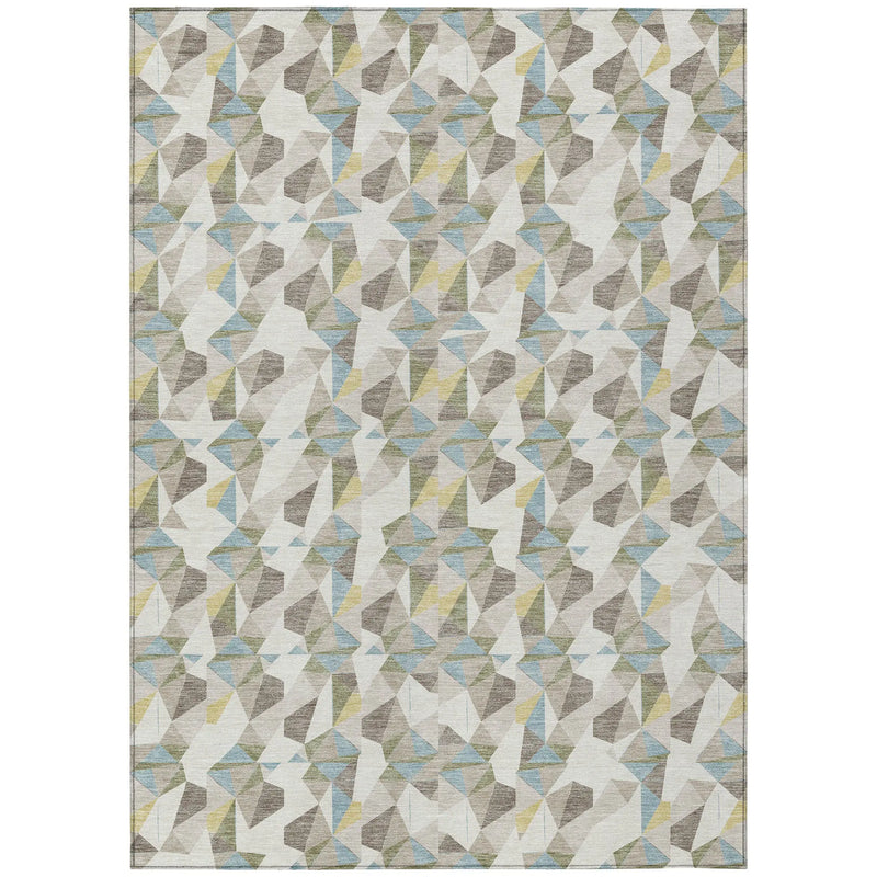 3' X 5' Ivory And Linen Geometric Washable Indoor Outdoor Area Rug Homeroots Outdoor