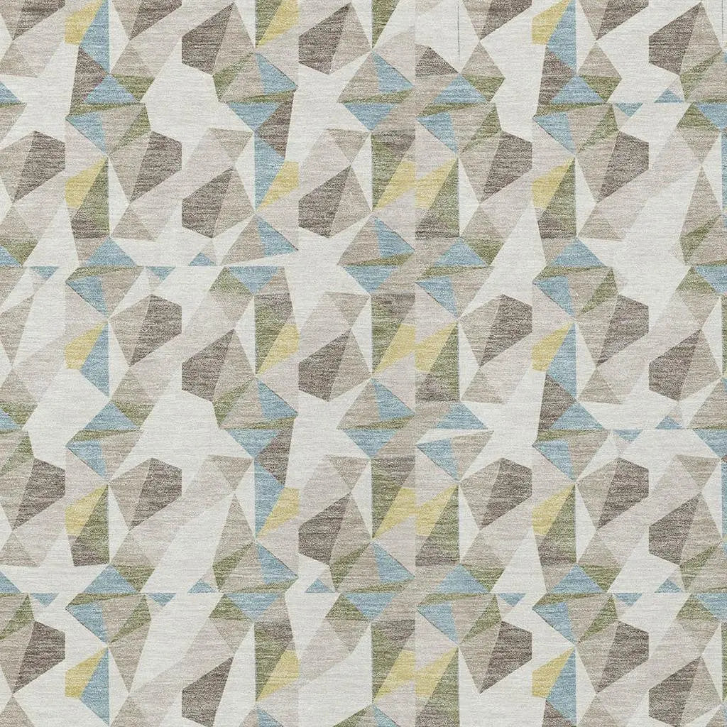 3' X 5' Ivory And Linen Geometric Washable Indoor Outdoor Area Rug Homeroots Outdoor