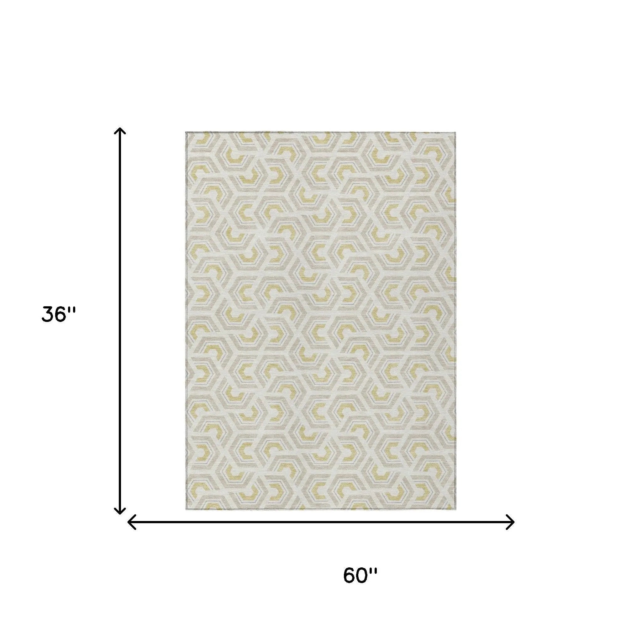 3' X 5' Ivory And Linen Geometric Washable Indoor Outdoor Area Rug Homeroots Outdoor