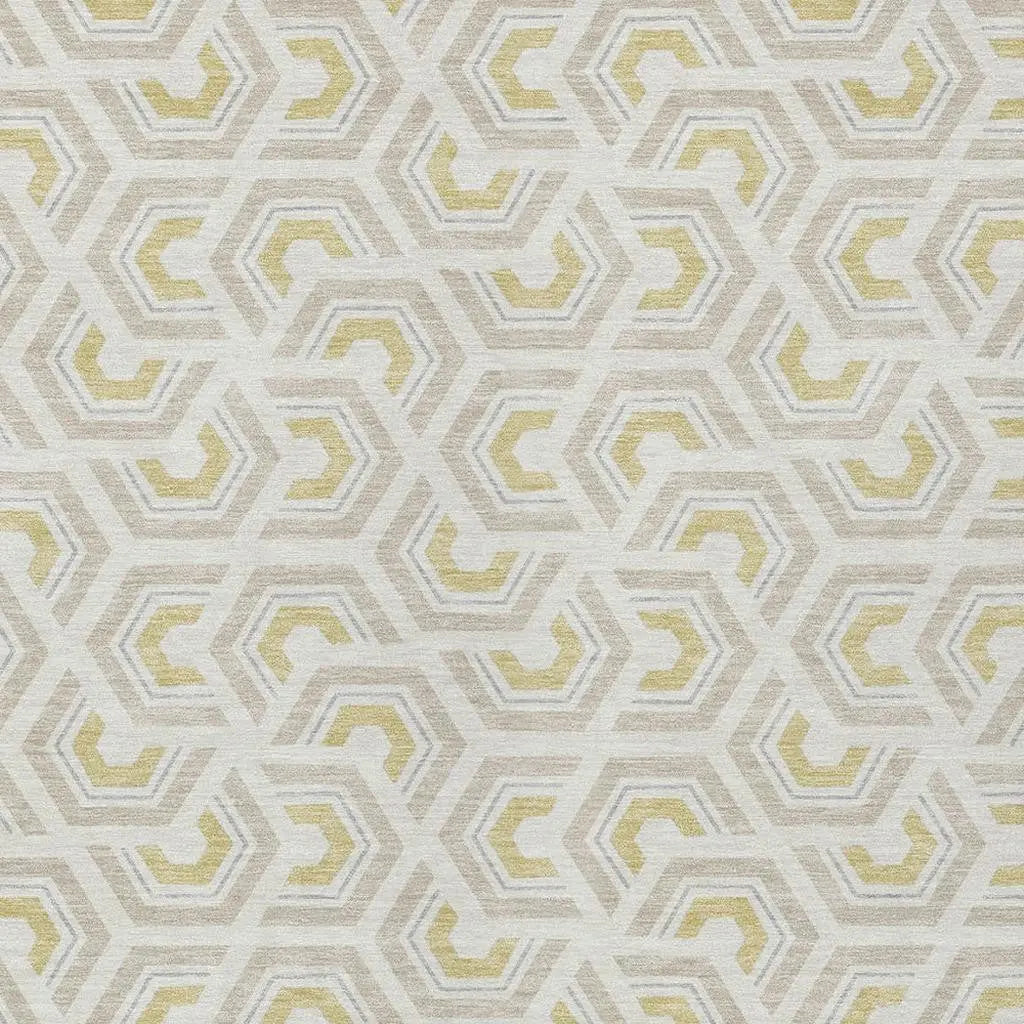 3' X 5' Ivory And Linen Geometric Washable Indoor Outdoor Area Rug Homeroots Outdoor