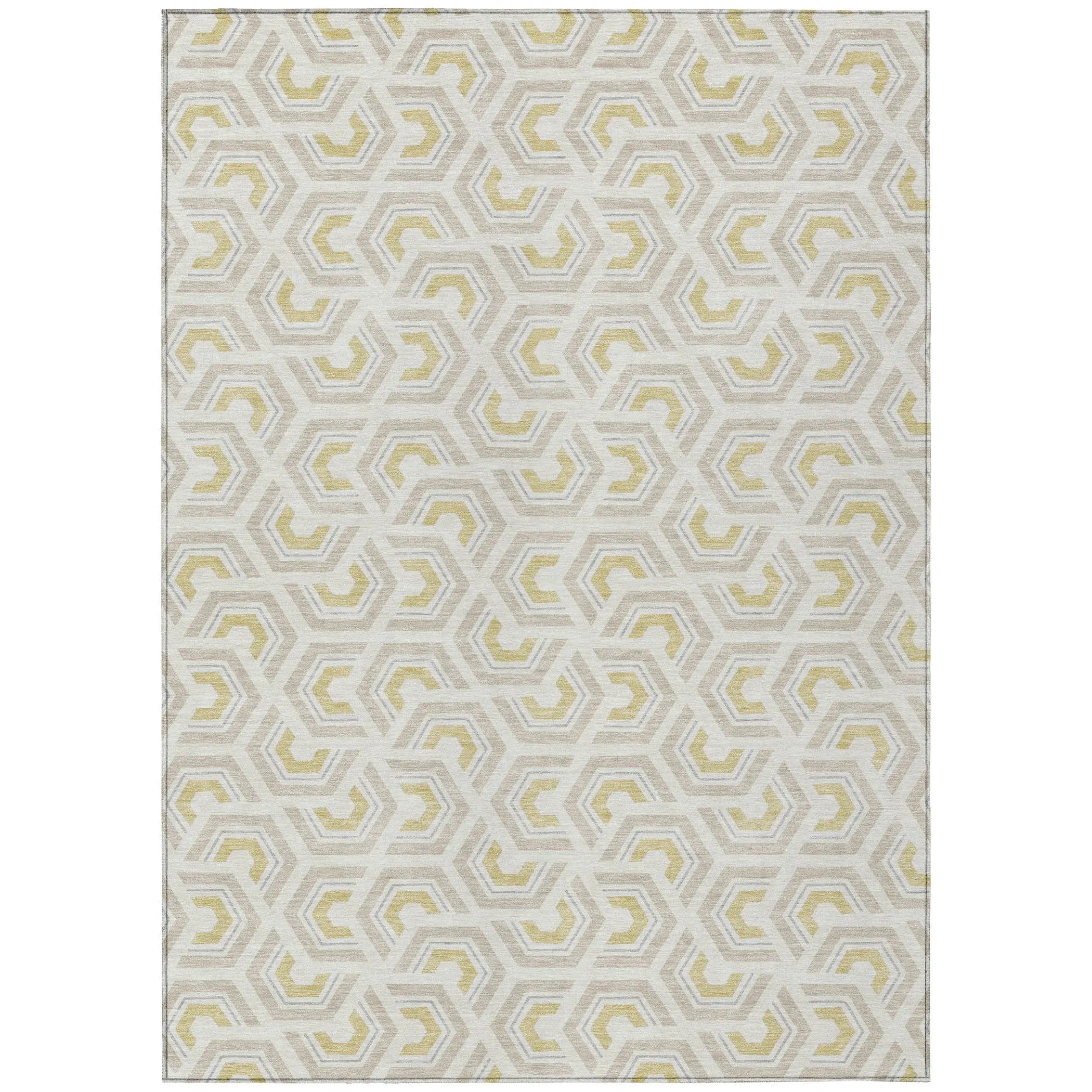 3' X 5' Ivory And Linen Geometric Washable Indoor Outdoor Area Rug Homeroots Outdoor