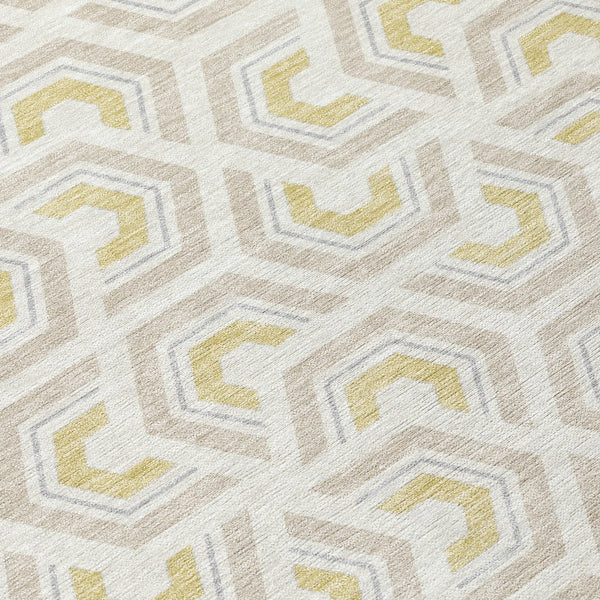 3' X 5' Ivory And Linen Geometric Washable Indoor Outdoor Area Rug Homeroots Outdoor